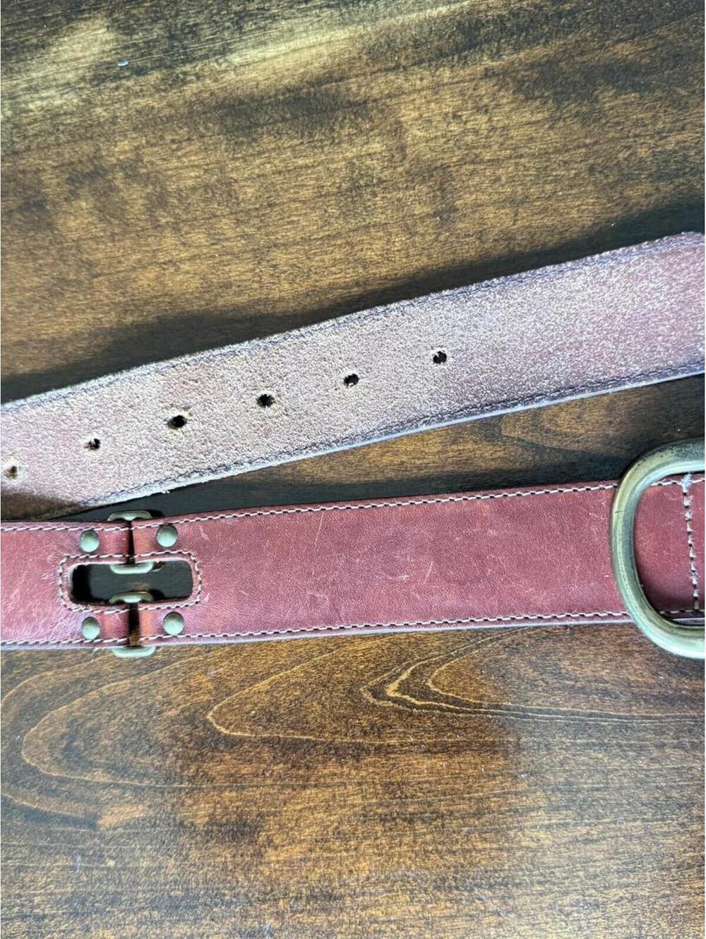 Fossil Wide Leather Belt with Unique Buckle